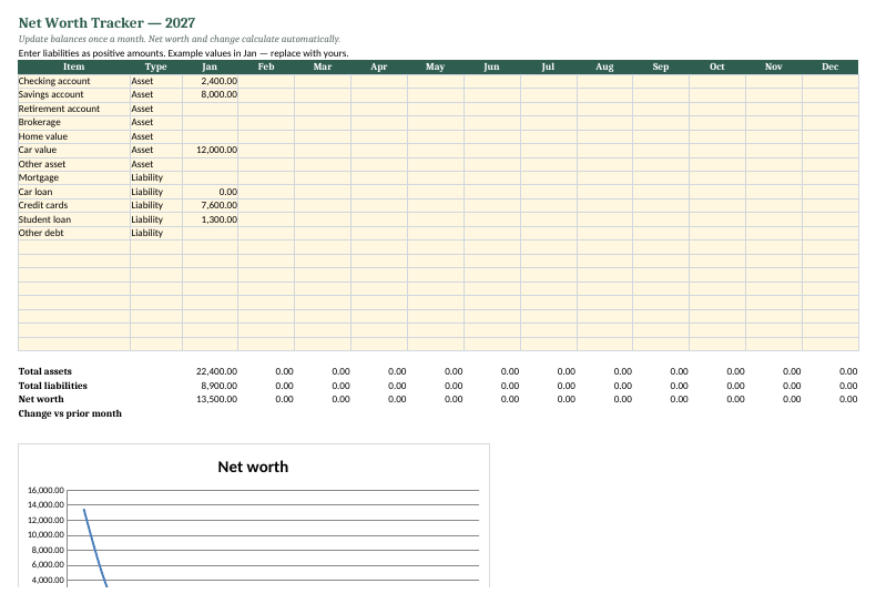 Net Worth Tracker 2027 preview