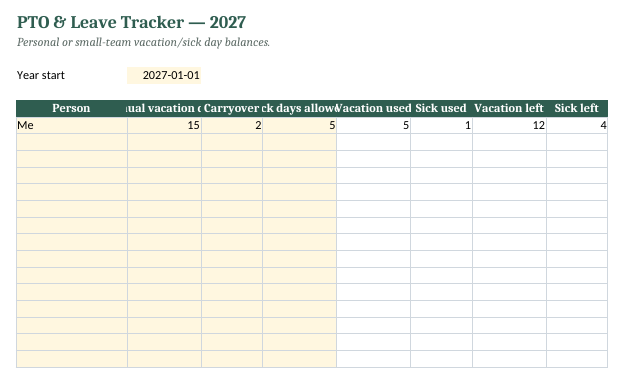 PTO & Leave Tracker preview